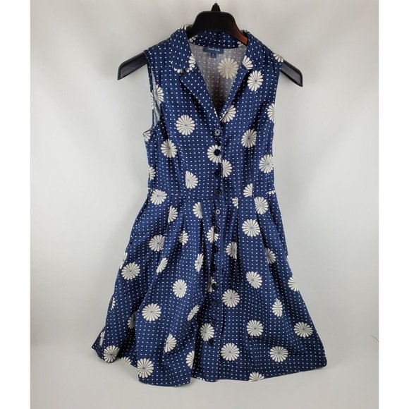 Modcloth Dresses & Skirts - Modcloth Womens Button Down Belted Sleeveless Shirtdress Blue White Size 8